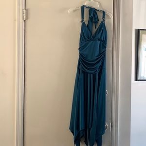 Juniors teal party dress